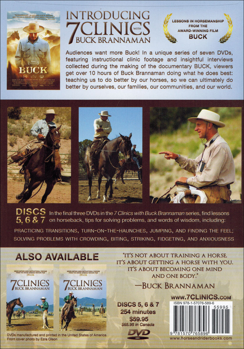 Buck Brannaman 7 Clinics Complete Set Vols 1-7 + Movie "Buck" - BooksOnHorses