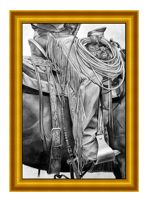 "Traveling the Cowboy Way" Giclee + Frame - Antique Gold